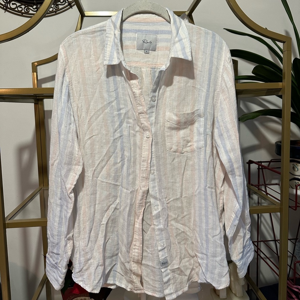 Rails White Striped Button-Up Shirt